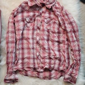 Red and White Plaid Snap Button American Honey Top